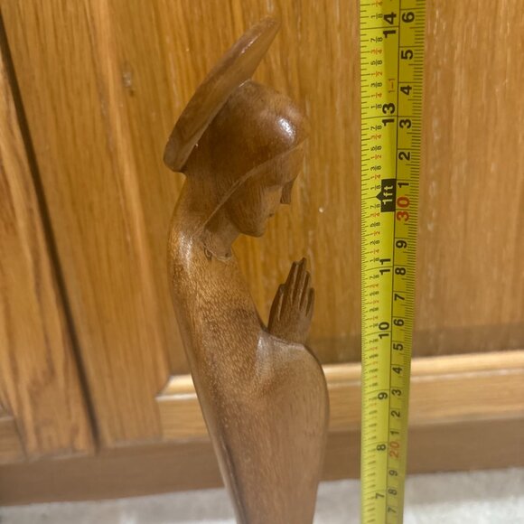 Hand Carved Religious Madonna Virgin Mary Figurine 14 Inches Tall - Picture 8 of 8